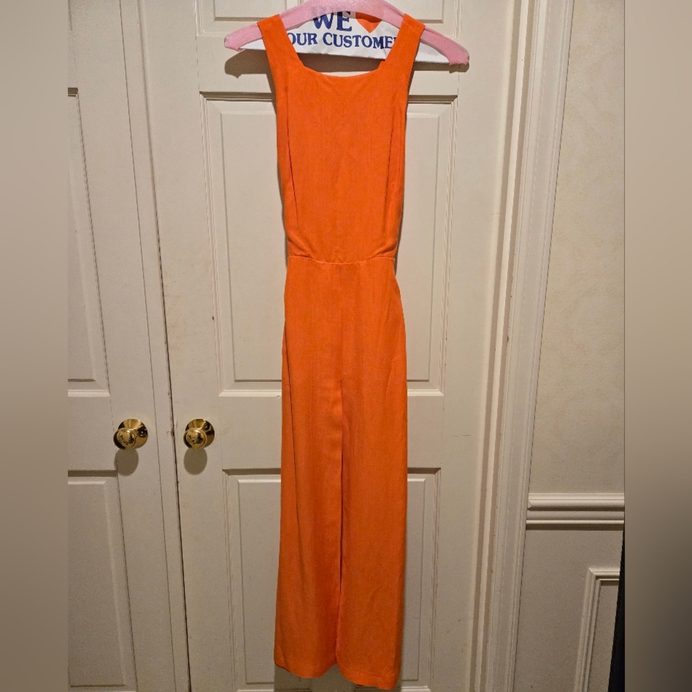 Massimo Dutti orange linen blend midi dress size xs